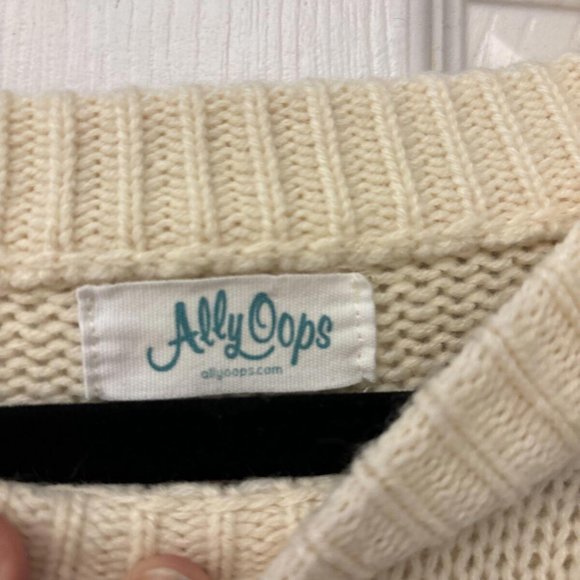 WOMEN'S ALLY OOPS FLOWER PULLOVER SWEATER ~ SMALL. Oversized Beachcore - Picture 10 of 11